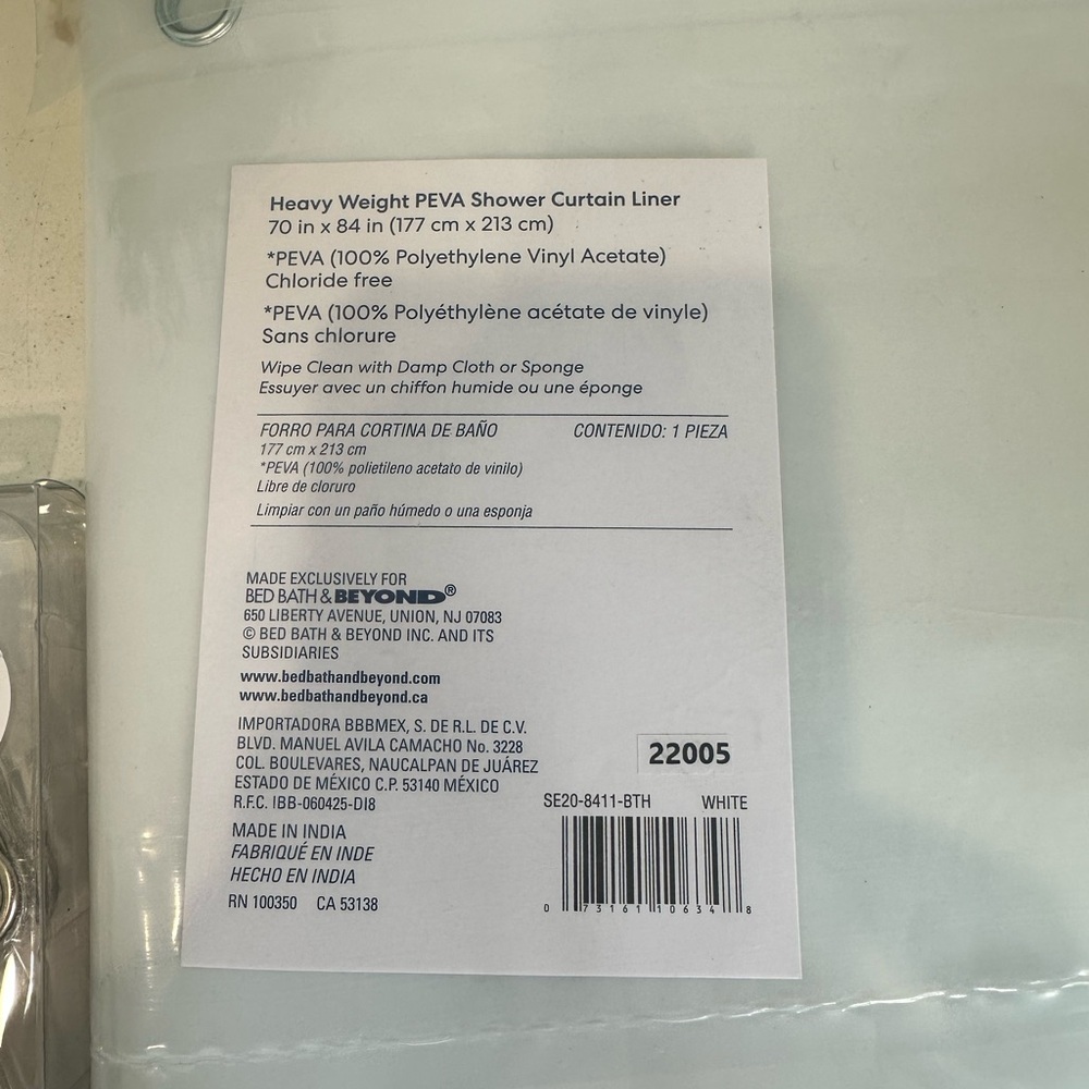 Simply Essential Long Shower Curtain Liner with Hooks Bin D - Picture 4 of 5